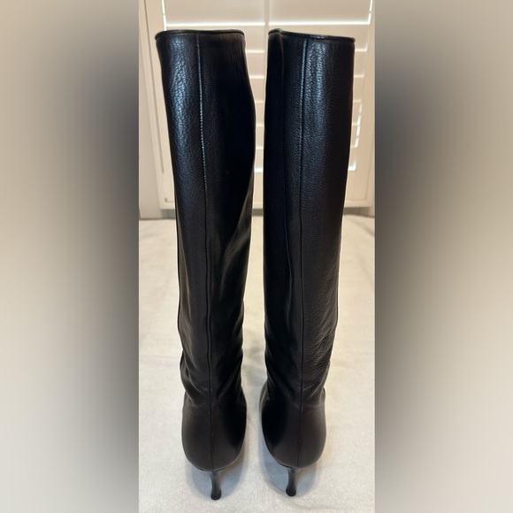 GUCCI women’s tall black knee high leather boots zipper pointed toe style SZ 10 - Picture 5 of 16
